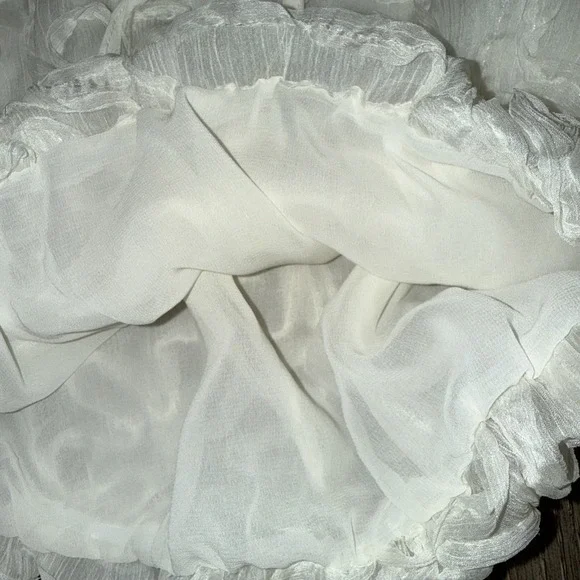 Loft Ivory Floral Appliqué Blouse Tie Back S - Picture 7 of 7